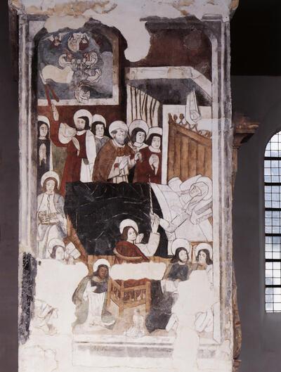 De Dood van Maria 1490-1510. Sint-Truiden, begijnhofkerk. muurschildering